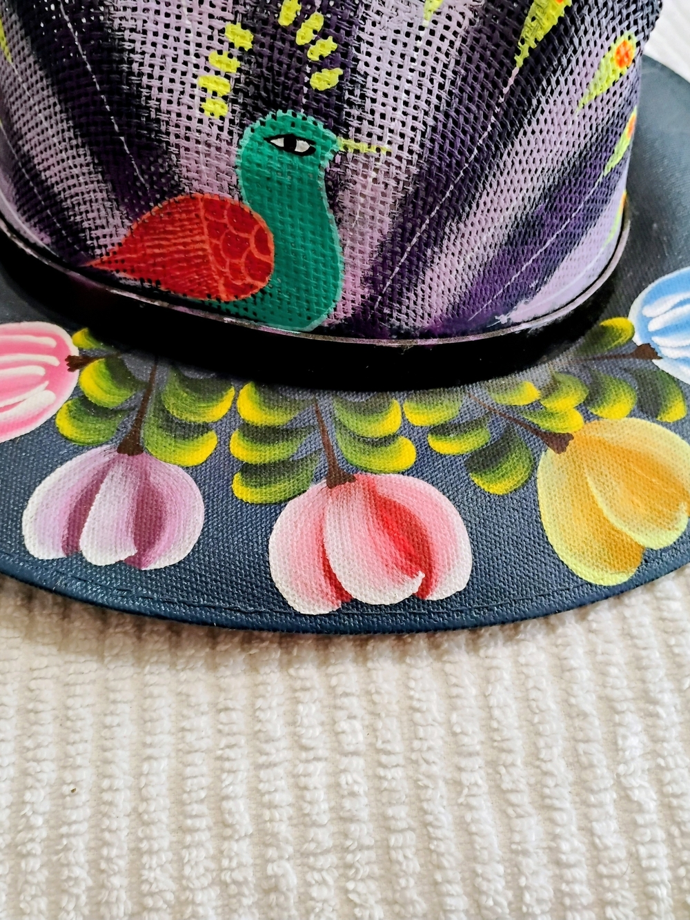 Hand Painted Fedora Hat Floral Art Boho Western Festival Statement Accessory - Picture 3 of 12